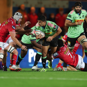 LLANELLI, UNITED KINGDOM - OCTOBER 10: Paul de Villiers of Stormers charges forward during the United Rugby Championship match between Llanelli Scarlets and DHL Stormers at Parc y Scarlets on October 10, 2025 in Llanelli, United Kingdom. (Photo by Gareth Everett/Gallo Images)