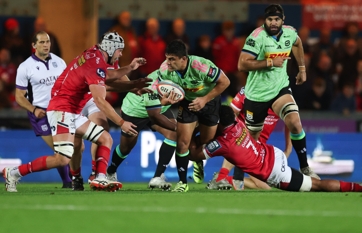 LLANELLI, UNITED KINGDOM - OCTOBER 10: Paul de Villiers of Stormers charges forward during the United Rugby Championship match between Llanelli Scarlets and DHL Stormers at Parc y Scarlets on October 10, 2025 in Llanelli, United Kingdom. (Photo by Gareth Everett/Gallo Images)